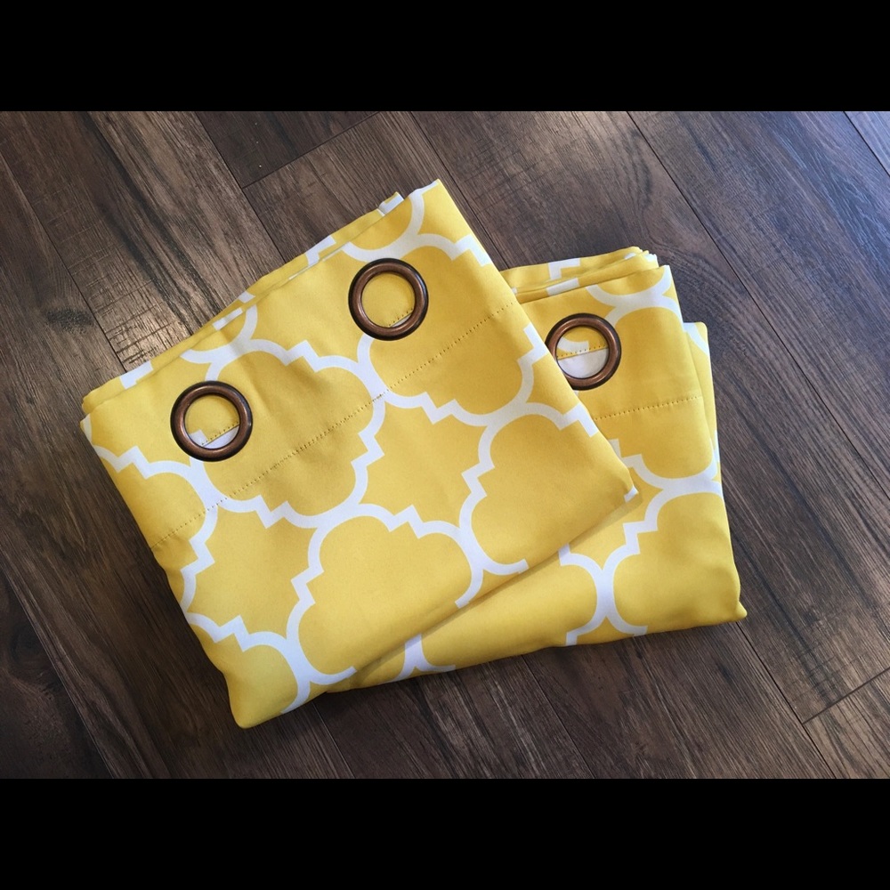 Curtains, Mustard Yellow with Quatrefoil Design